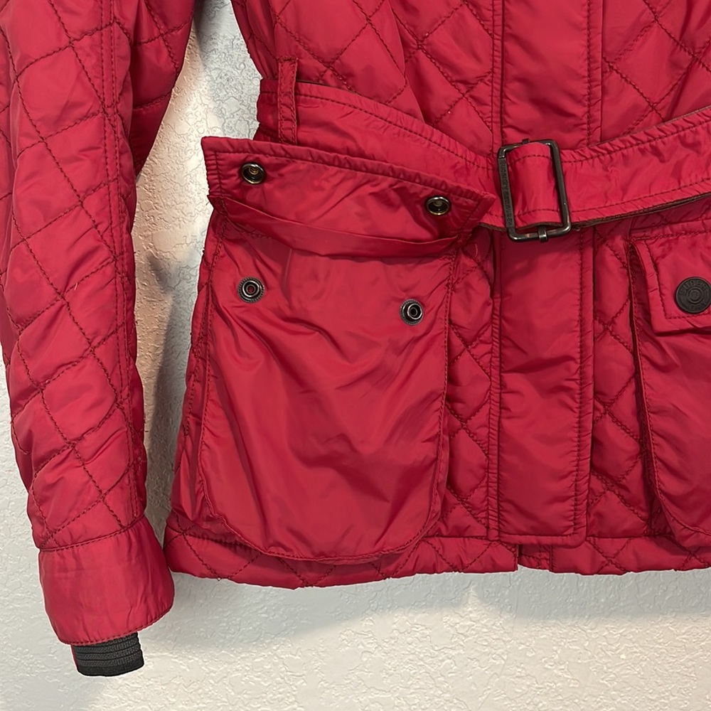 Superdry Motorbike Japan Womens Red Quilted Jacket Fleece Lined Size Medium - Picture 5 of 15